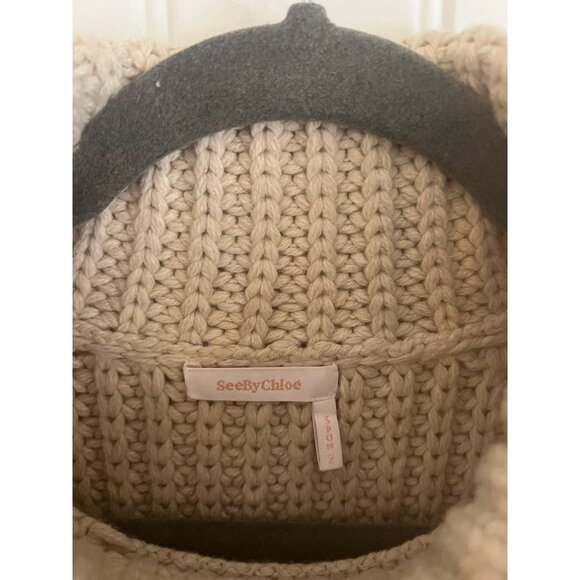 See By Chloe Women's Turtleneck Tied Apron Sweater Wool Blend Knitted Sz XS - Picture 4 of 7